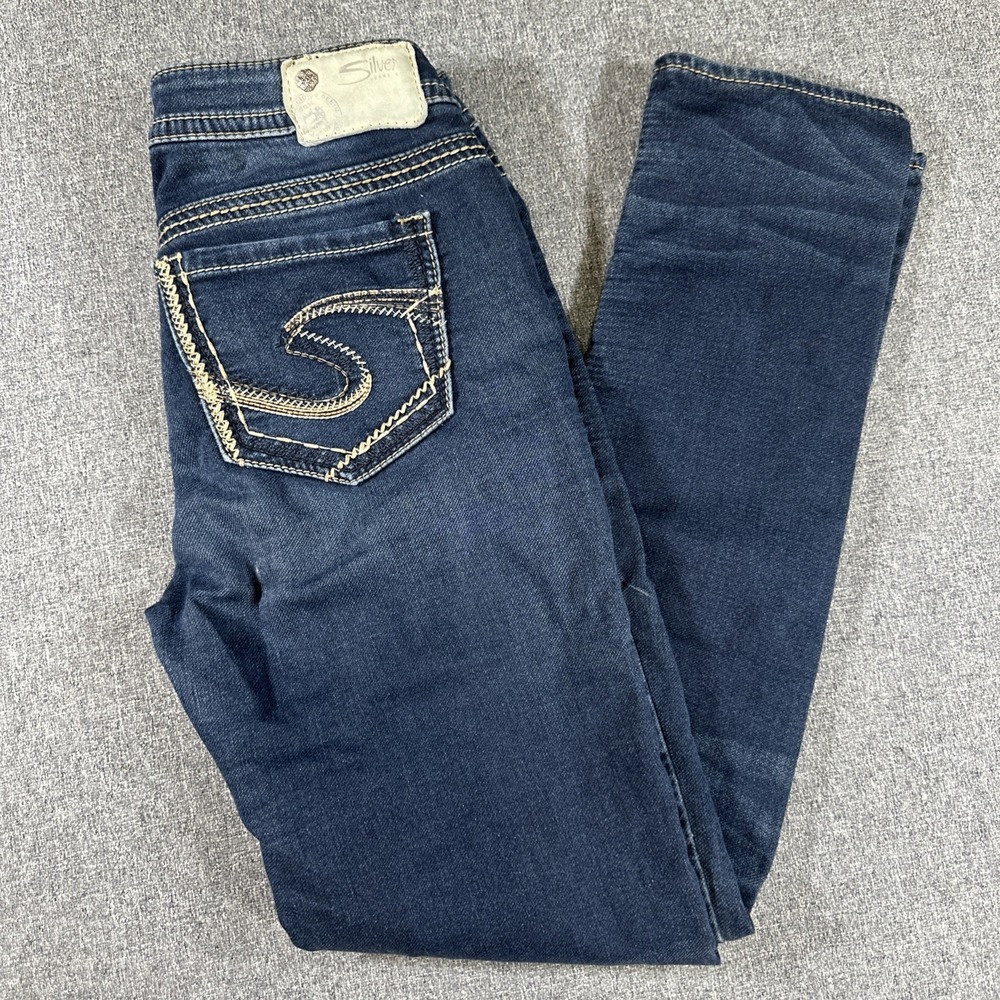 Silver‎ Jeans Suki Mid Pencil Skinny Womens Blue Jeans W28 L31 Stretch